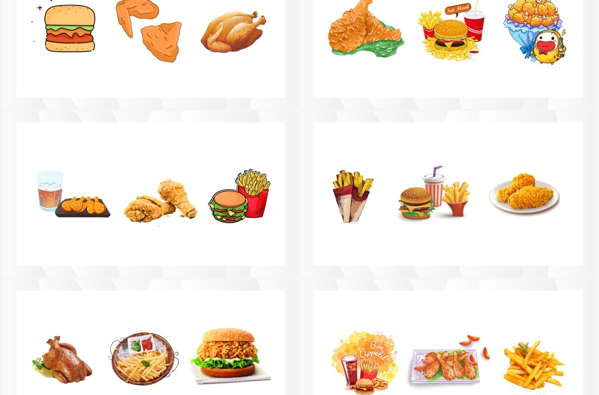 汉堡炸鸡薯条快餐食品PPT素材合集