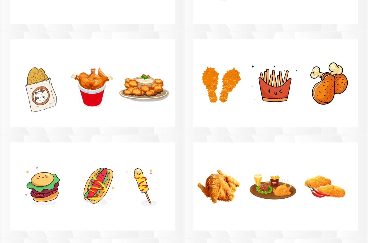 汉堡炸鸡薯条快餐食品PPT素材合集