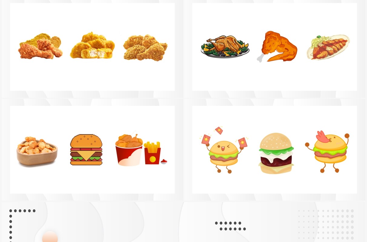 汉堡炸鸡薯条快餐食品PPT素材合集