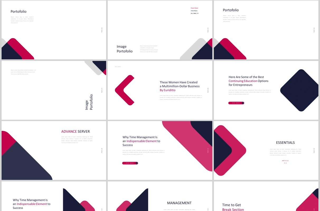 简约商务PPT图片占位符版式设计模板Magenta Powerpoint