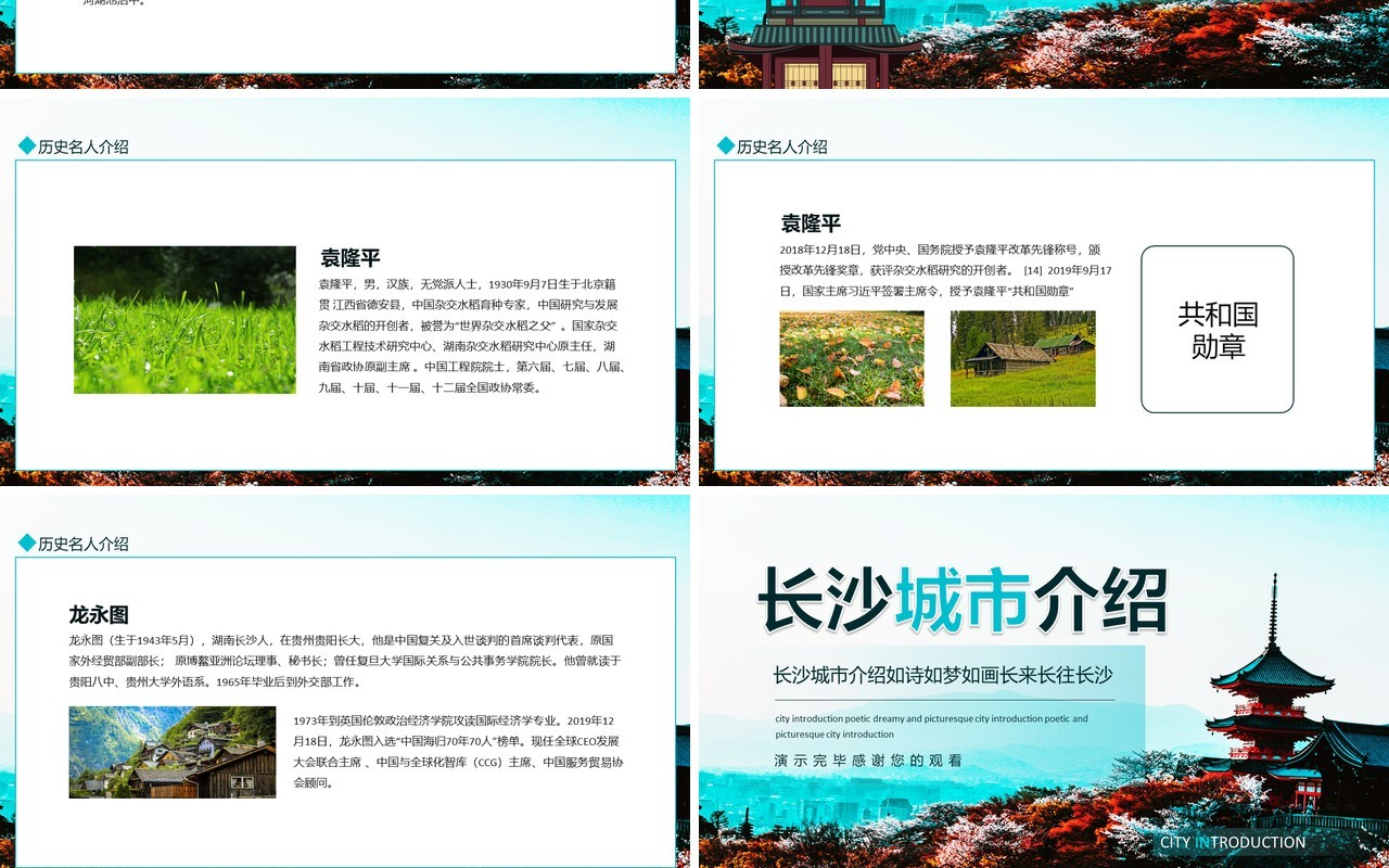 长沙城市介绍如诗如梦如画长来长往长沙动态PPT模板