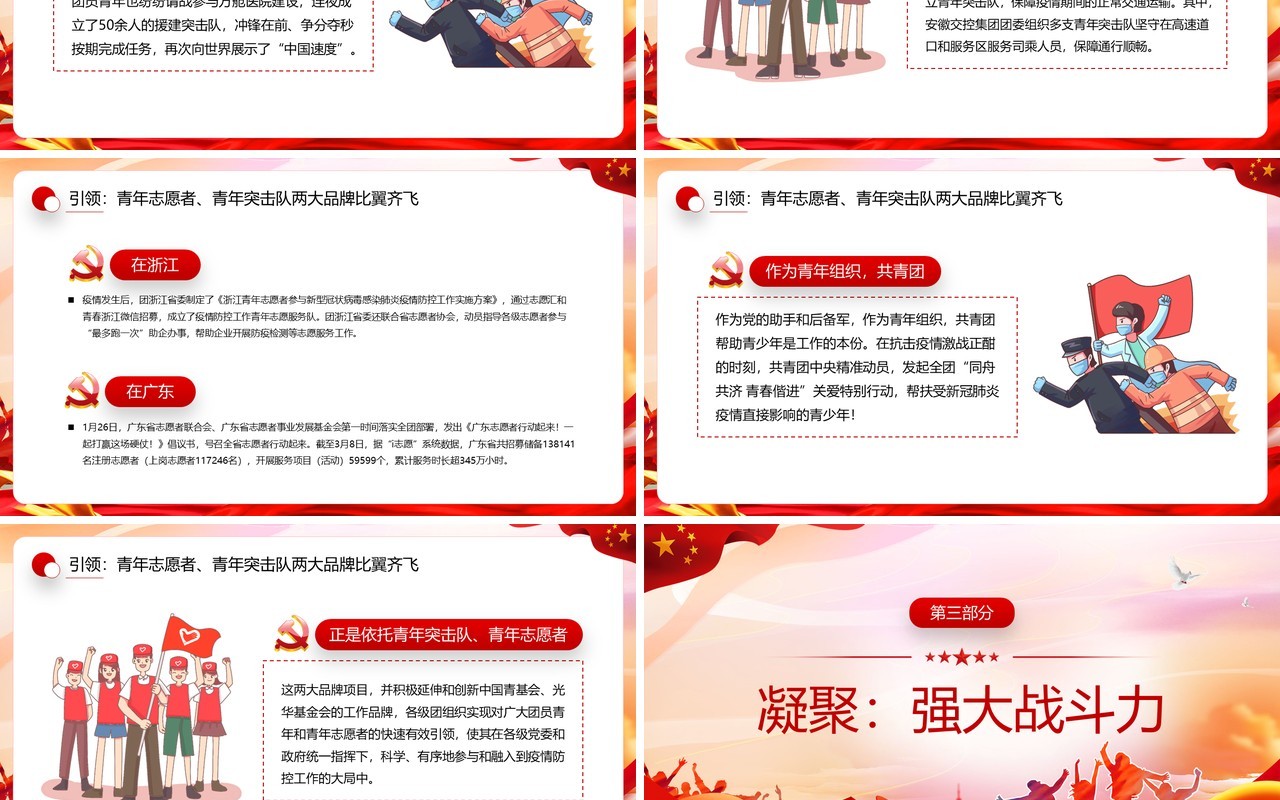 红色党政青春心向党奋战疫情中PPT模板