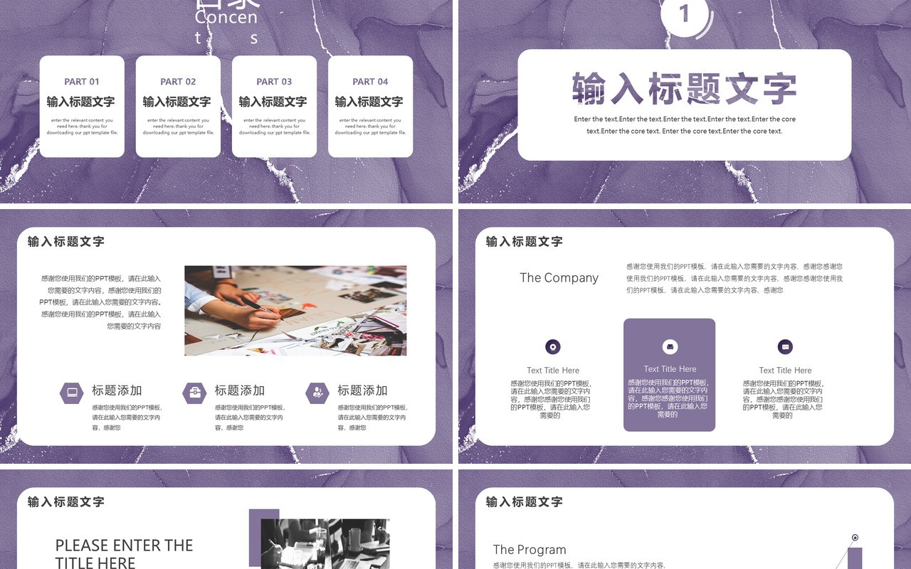 紫色简约商业计划书通用PPT模板