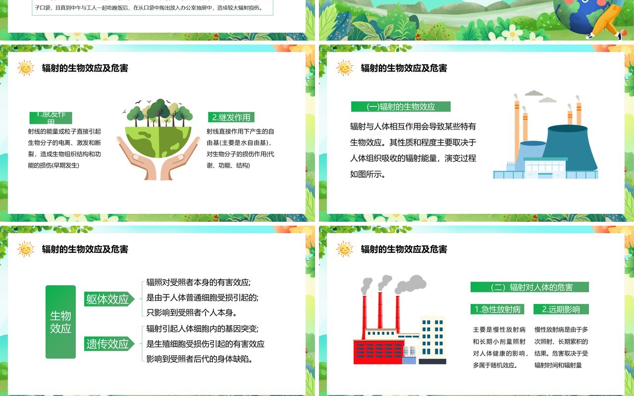 绿色卡通风核污染及其防治PPT模板