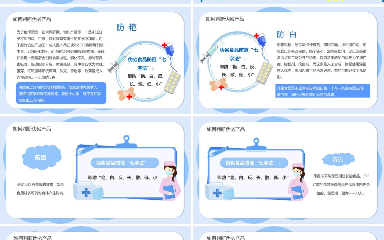 卡通食物中毒如何解决PPT模板