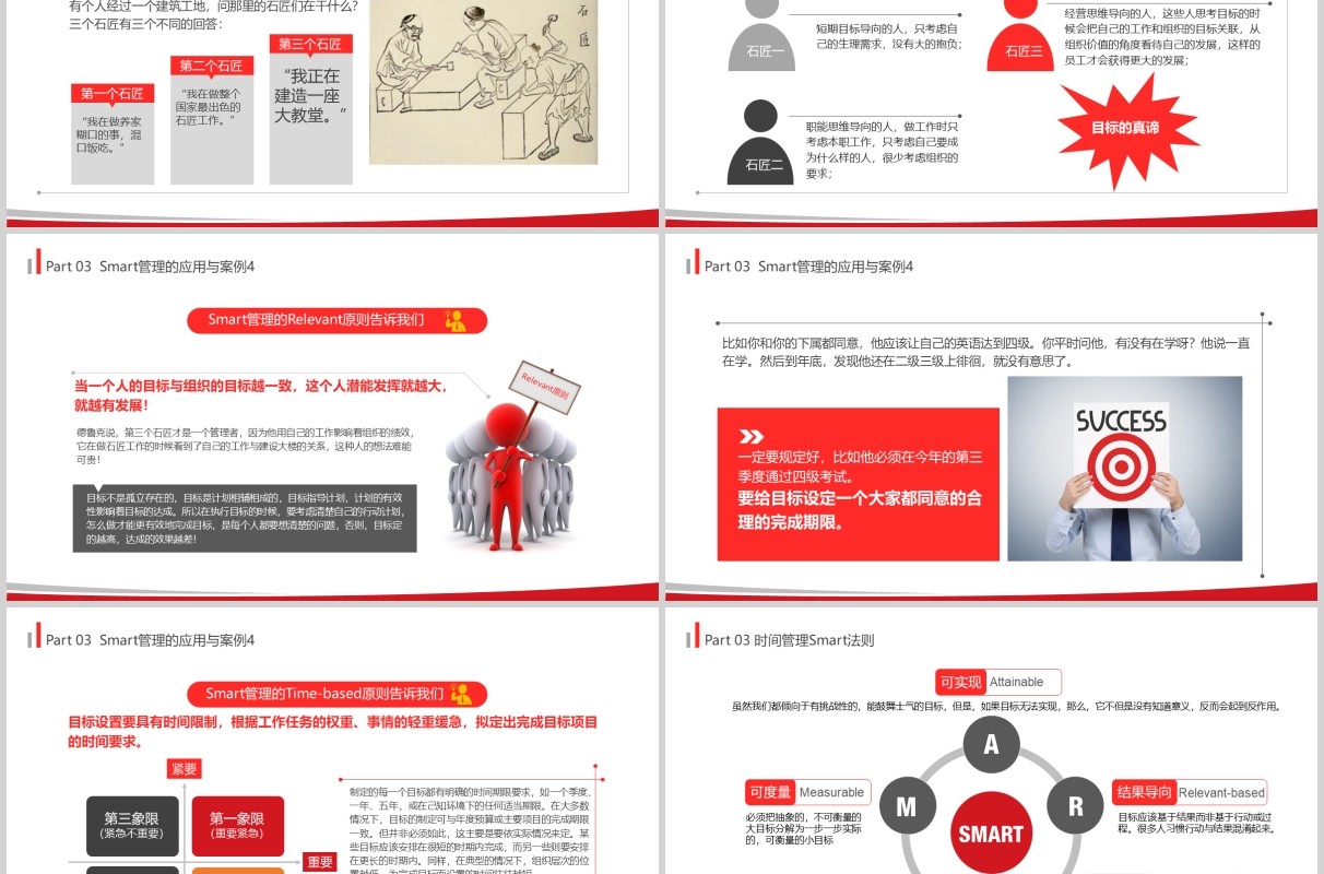 红色简洁企业培训目标管理之SMART原则PPT模板