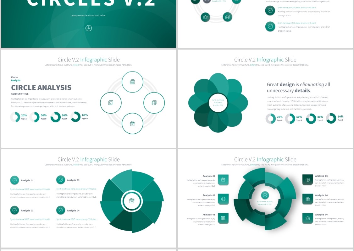 圆形圆圈PPT信息图表模板CIRCLES V.2 PowerPoint Infographics Slides