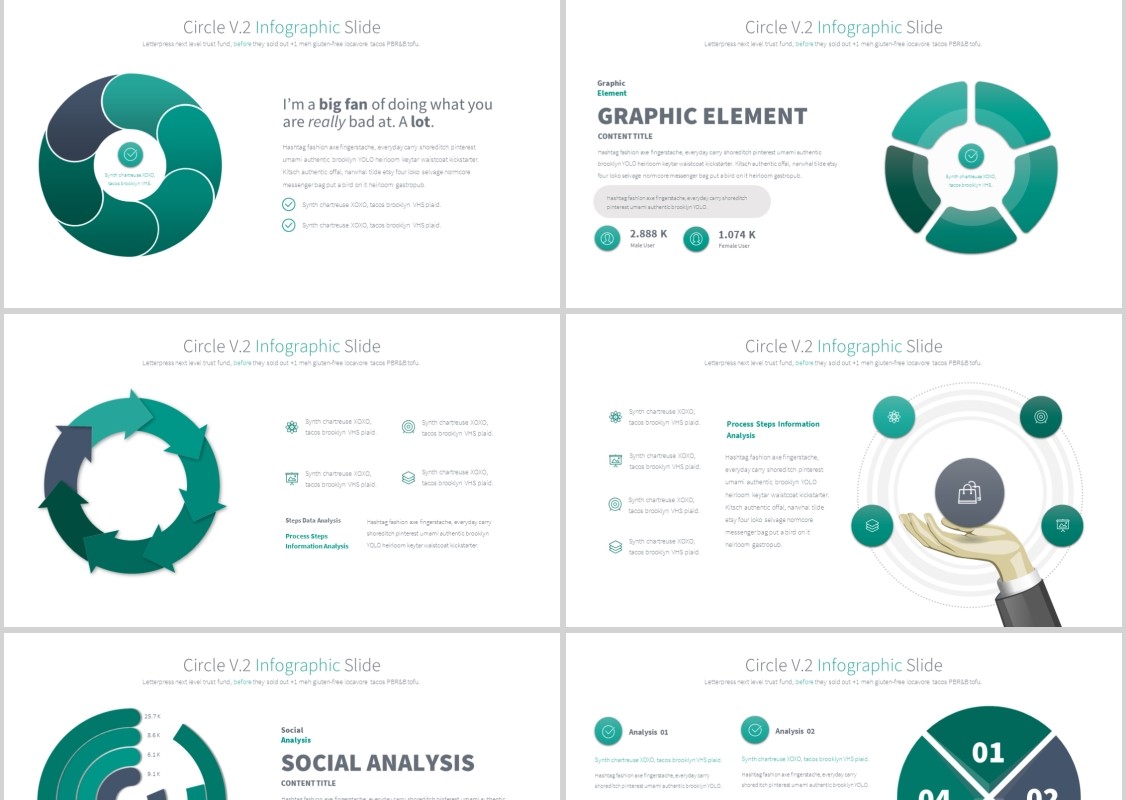 圆形圆圈PPT信息图表模板CIRCLES V.2 PowerPoint Infographics Slides