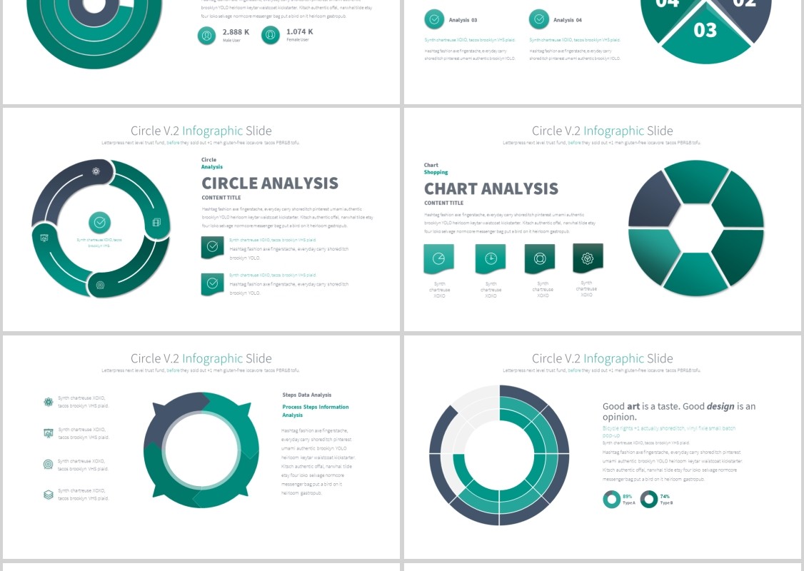 圆形圆圈PPT信息图表模板CIRCLES V.2 PowerPoint Infographics Slides