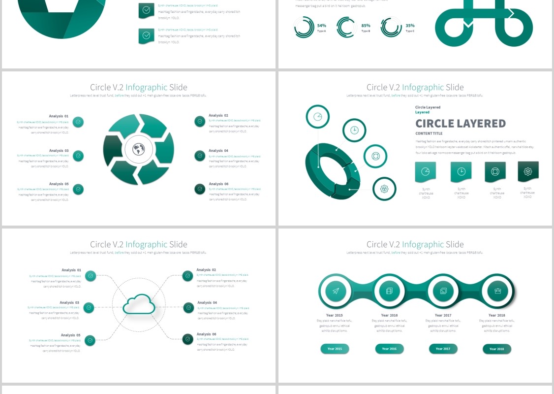 圆形圆圈PPT信息图表模板CIRCLES V.2 PowerPoint Infographics Slides