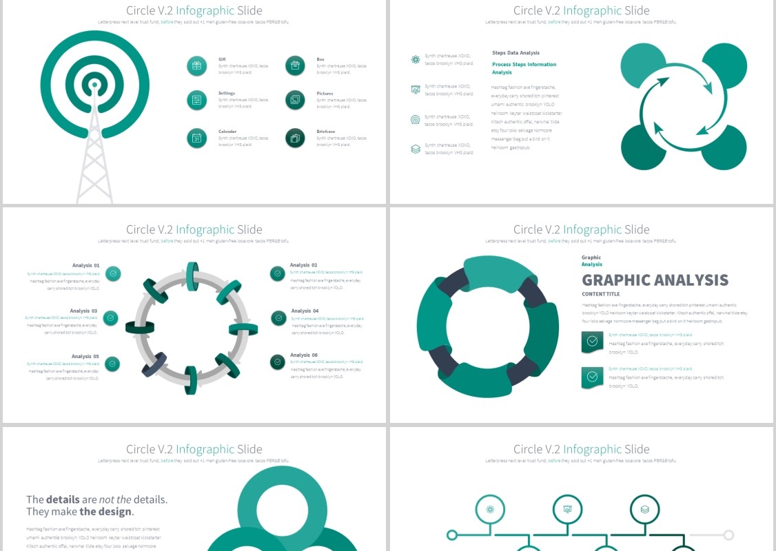 圆形圆圈PPT信息图表模板CIRCLES V.2 PowerPoint Infographics Slides
