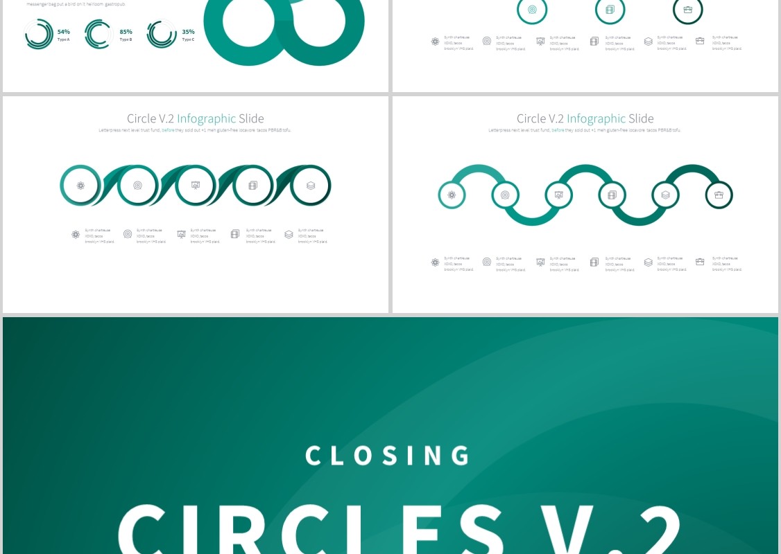 圆形圆圈PPT信息图表模板CIRCLES V.2 PowerPoint Infographics Slides