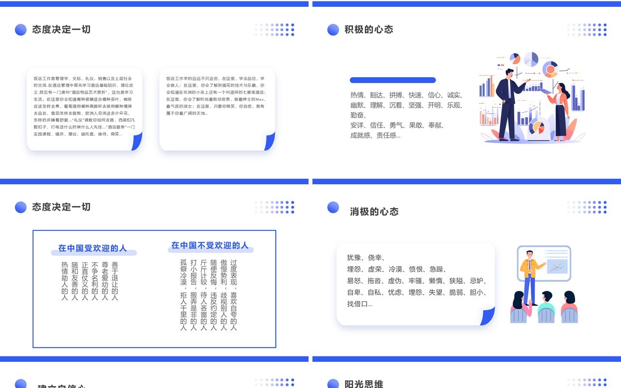蓝色卡通风企业员工心态培训PPT模板