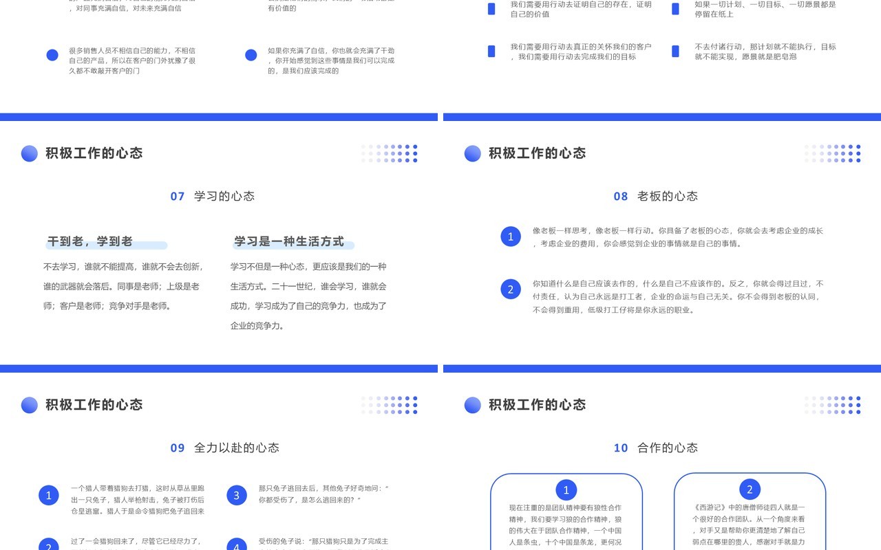 蓝色卡通风企业员工心态培训PPT模板