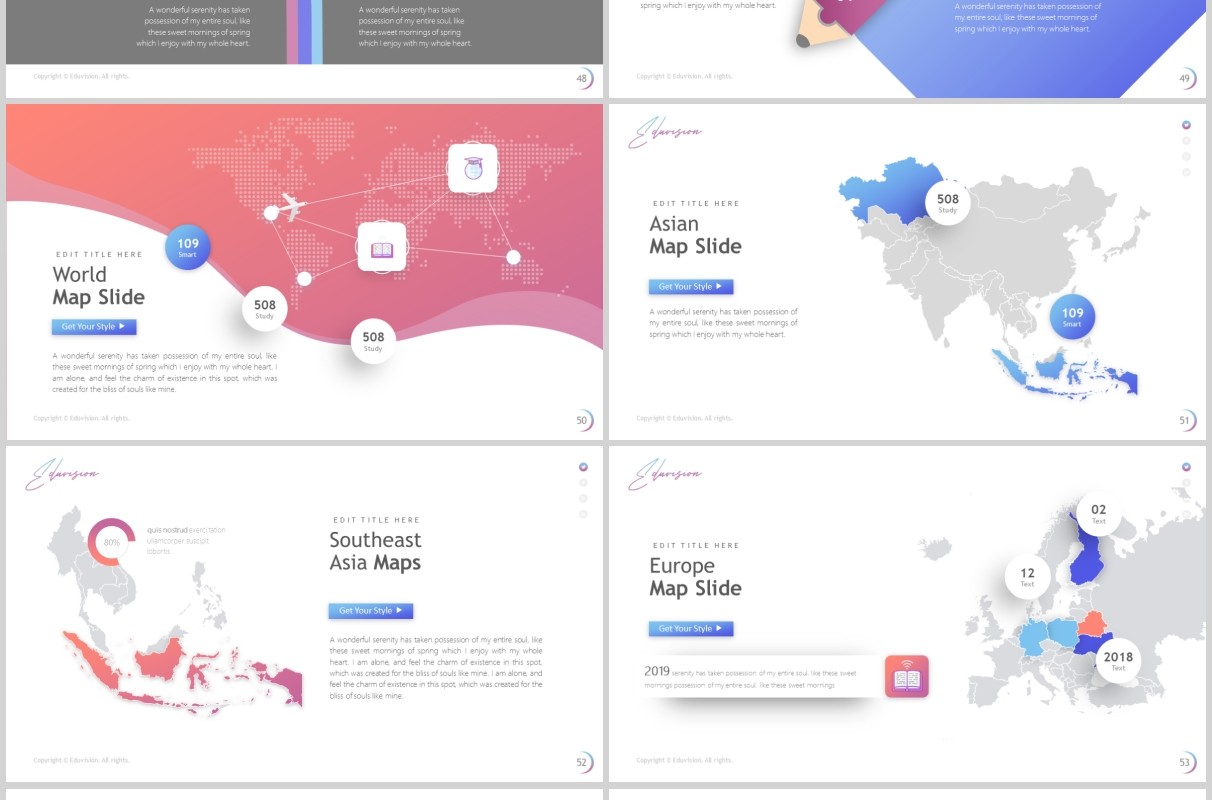 高端时尚教育培训行业PPT图片排版国外设计模板Eduvision - Education Powerpoint Template