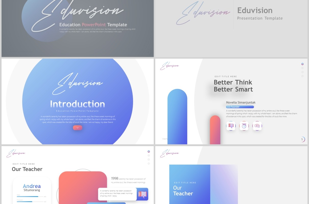 高端时尚教育培训行业PPT图片排版国外设计模板Eduvision - Education Powerpoint Template
