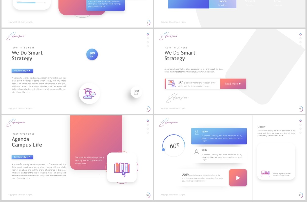 高端时尚教育培训行业PPT图片排版国外设计模板Eduvision - Education Powerpoint Template