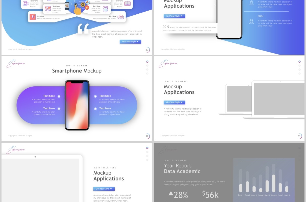 高端时尚教育培训行业PPT图片排版国外设计模板Eduvision - Education Powerpoint Template