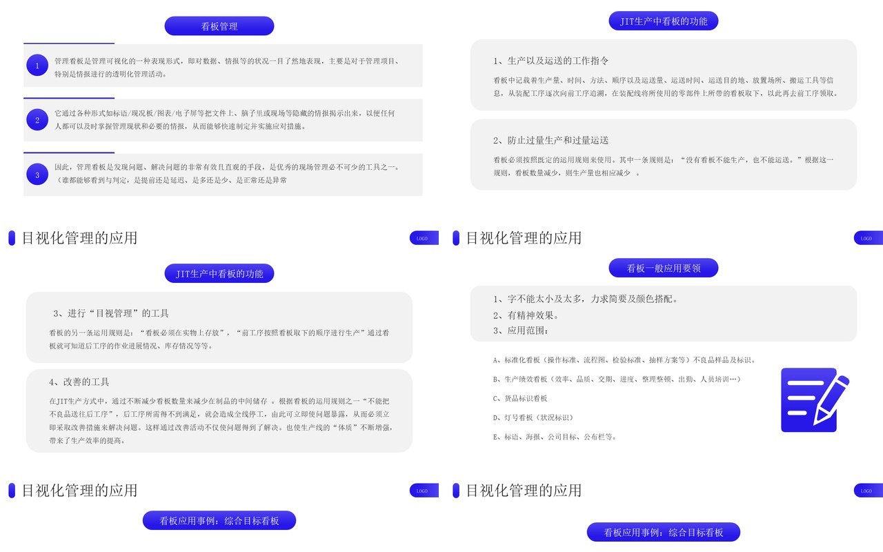蓝色商务风目视化管理PPT模板