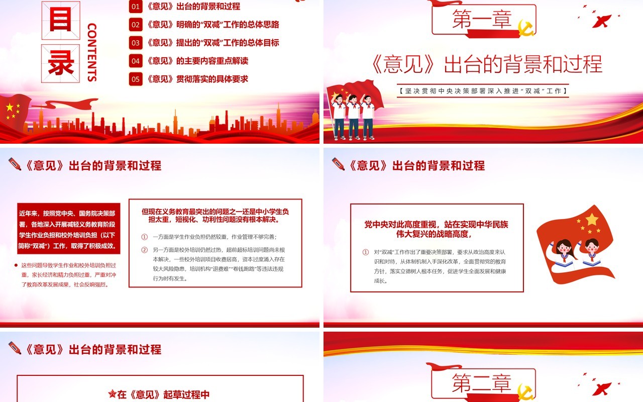 减轻义务教育阶段学生作业负担和校外培训负担的意见PPT模板
