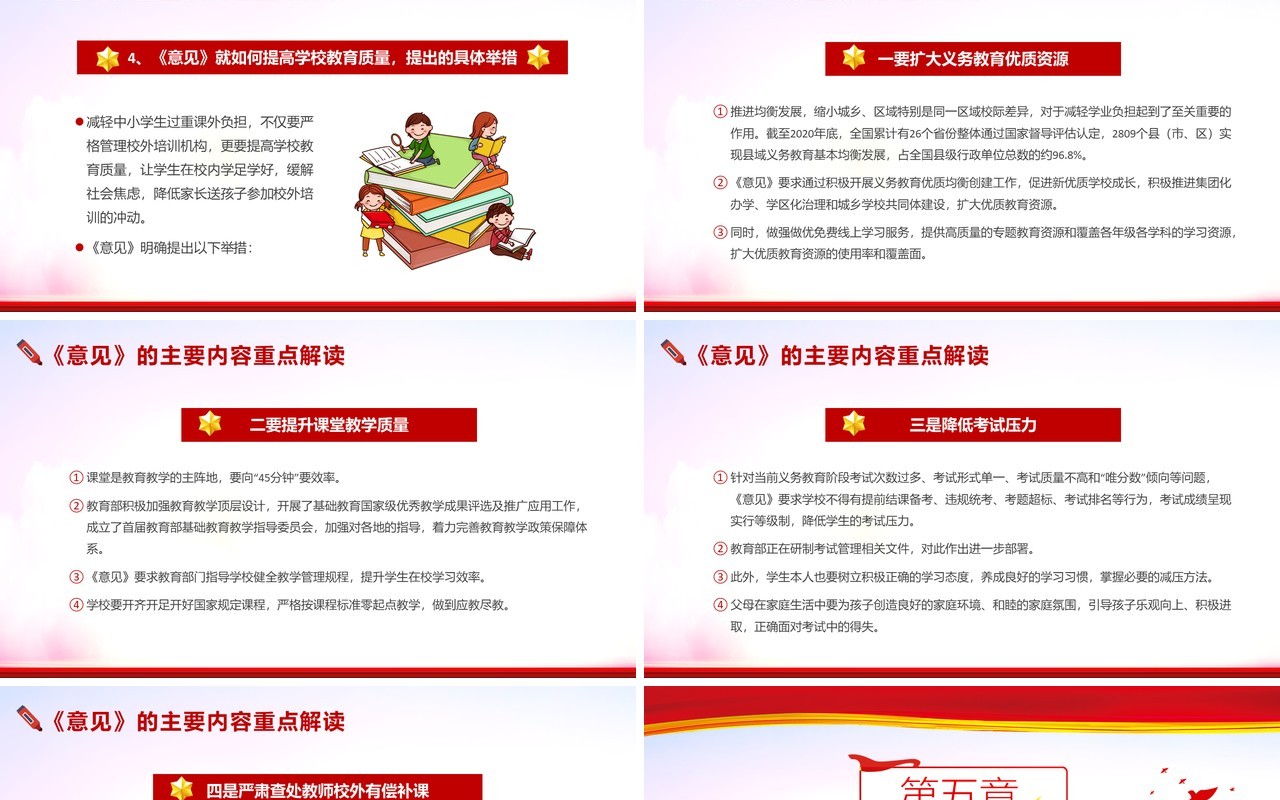 减轻义务教育阶段学生作业负担和校外培训负担的意见PPT模板