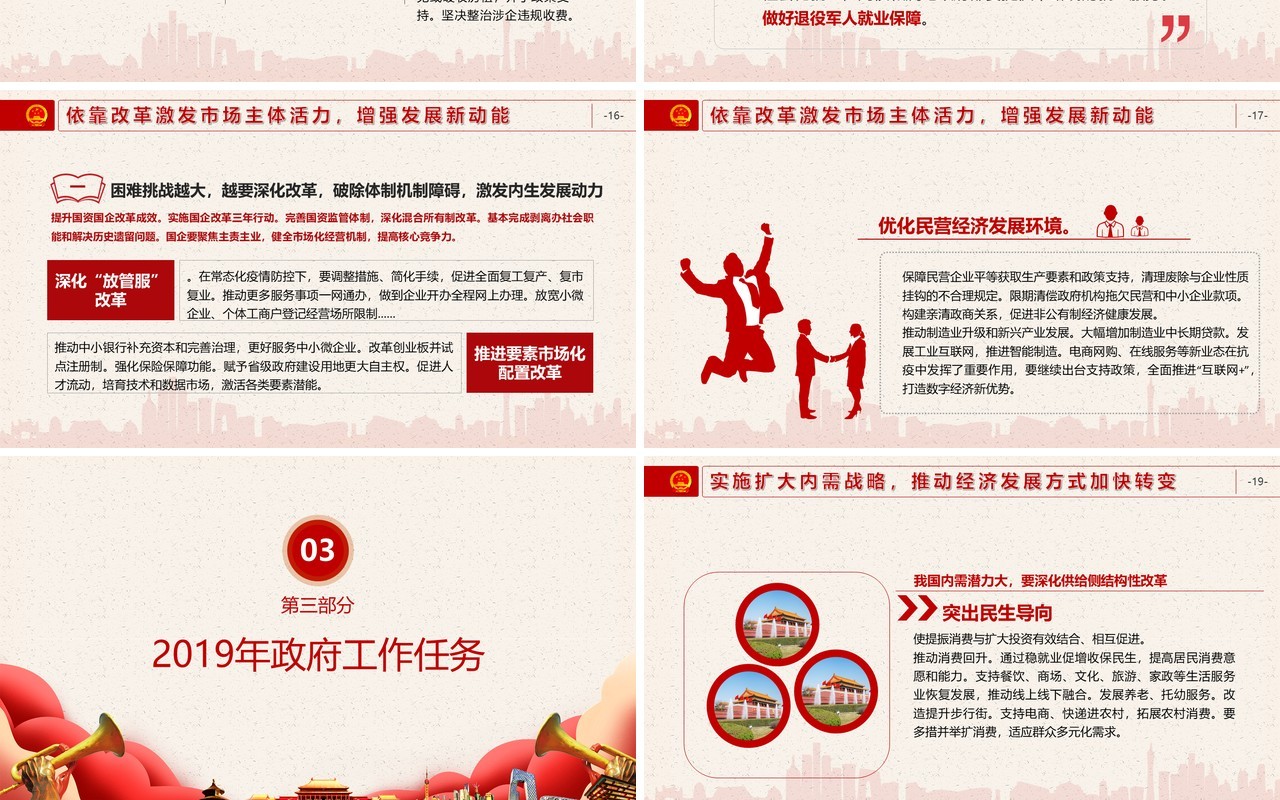政府工作报告党建专题两会学习PPT模板