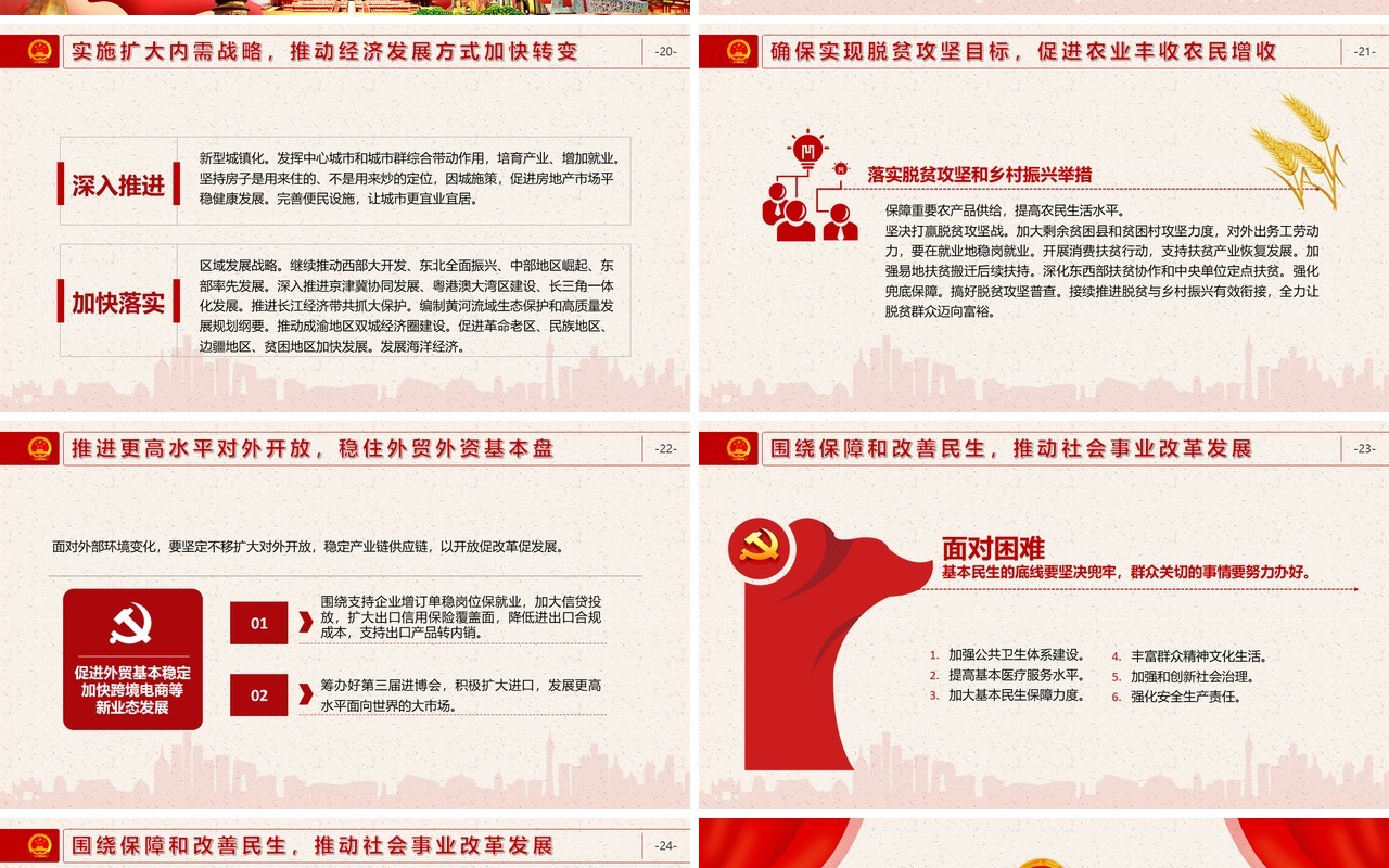 政府工作报告党建专题两会学习PPT模板