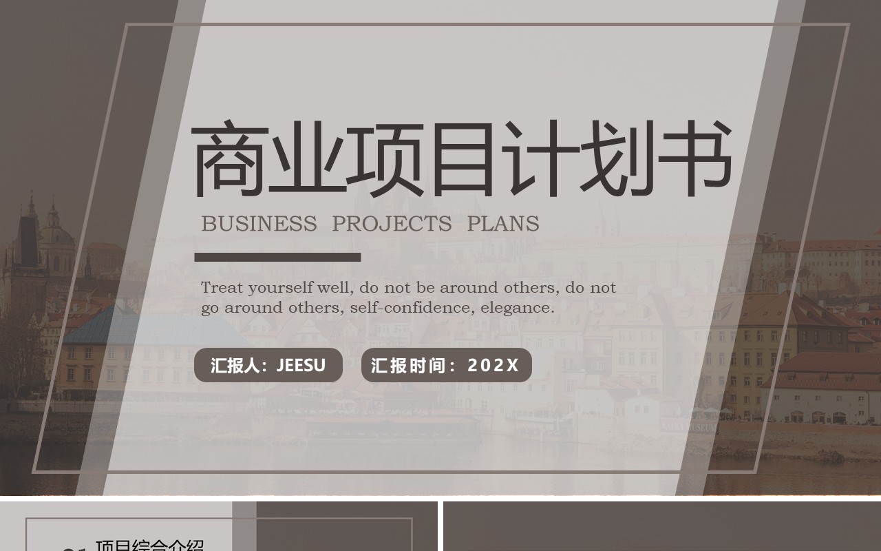 棕色简约风商业项目计划书PPT通用模板