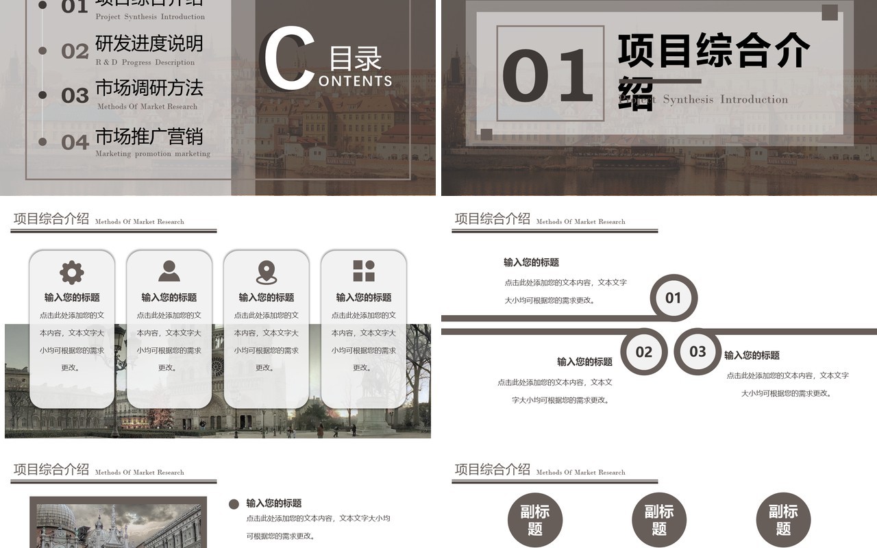 棕色简约风商业项目计划书PPT通用模板