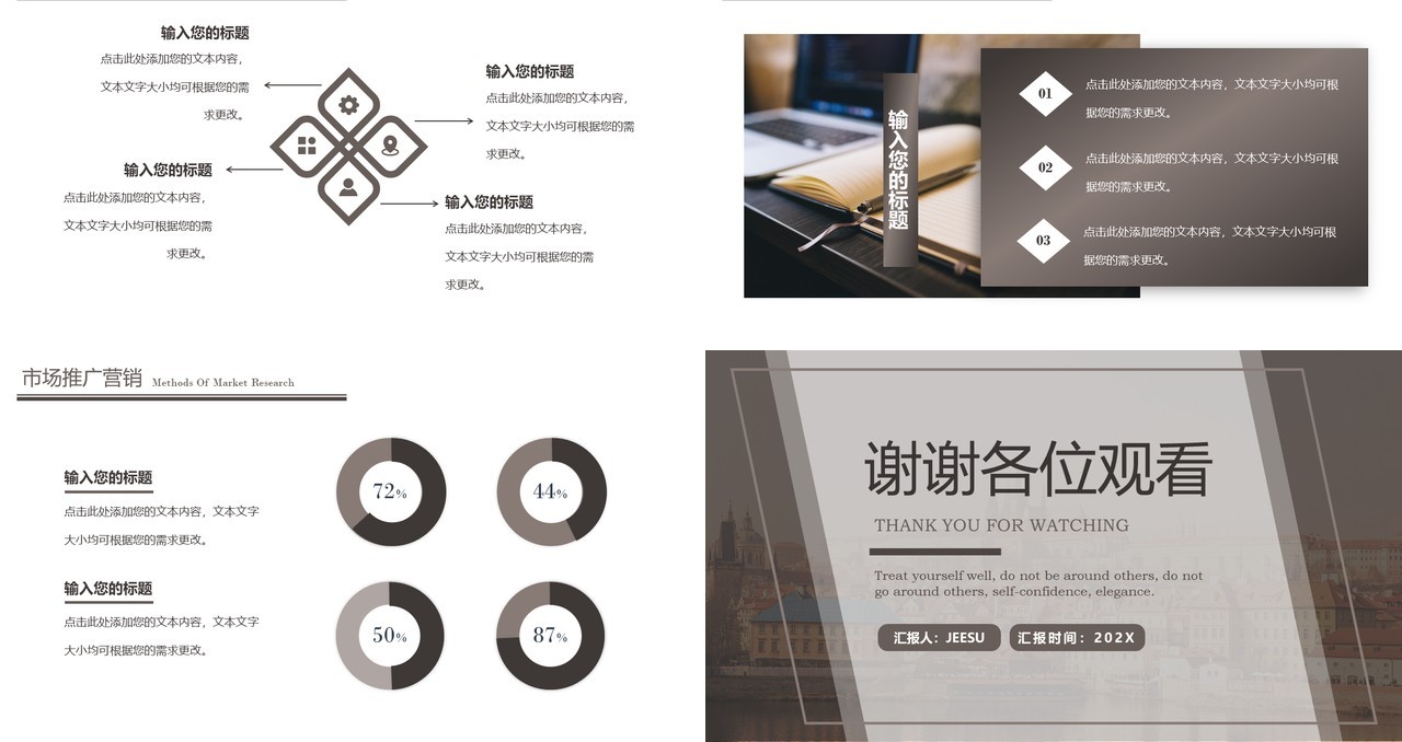 棕色简约风商业项目计划书PPT通用模板