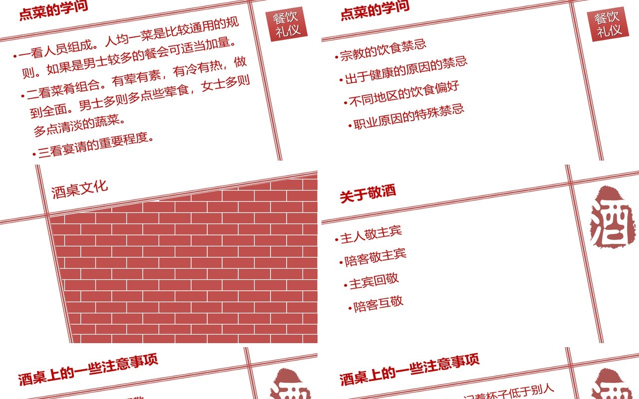 简约实用红色仪容仪表餐饮会面礼仪培训课件PPT模板