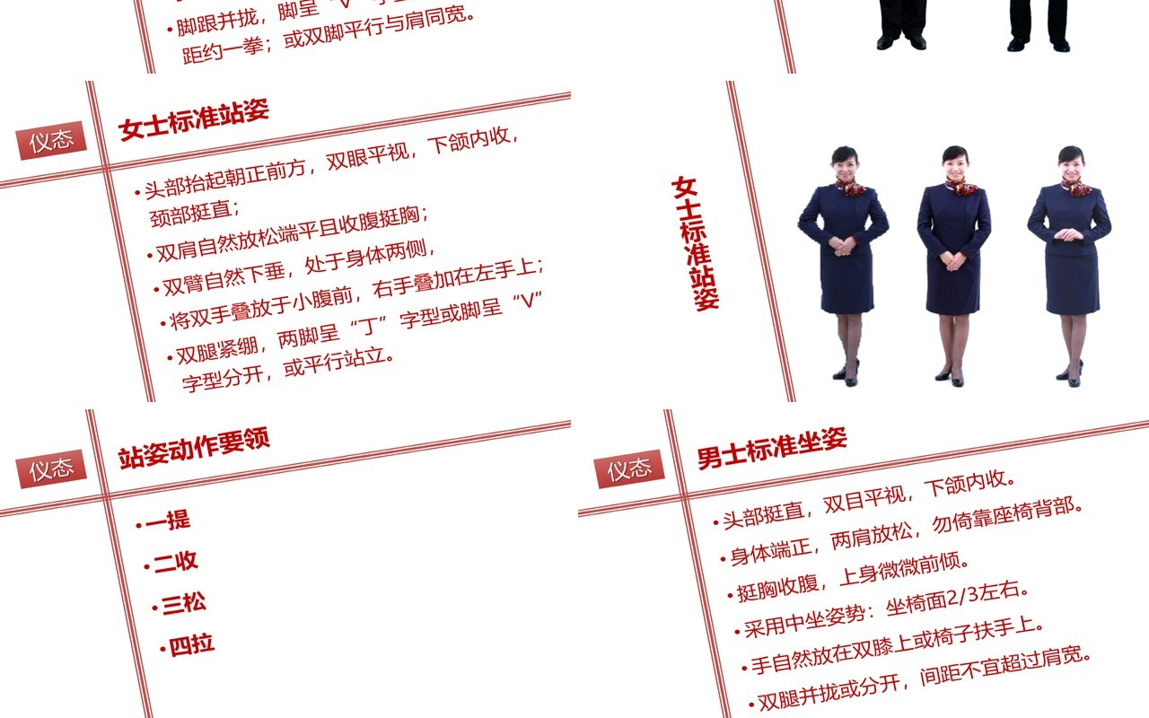 简约实用红色仪容仪表餐饮会面礼仪培训课件PPT模板