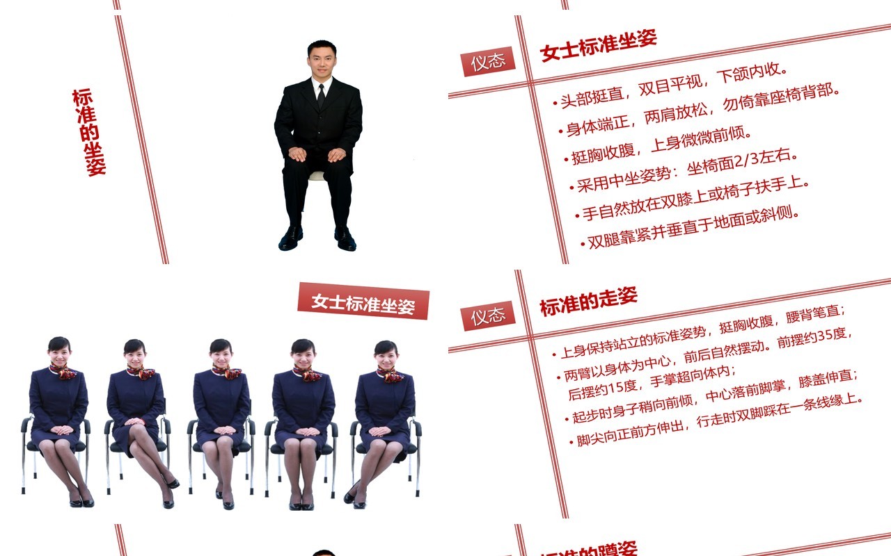 简约实用红色仪容仪表餐饮会面礼仪培训课件PPT模板