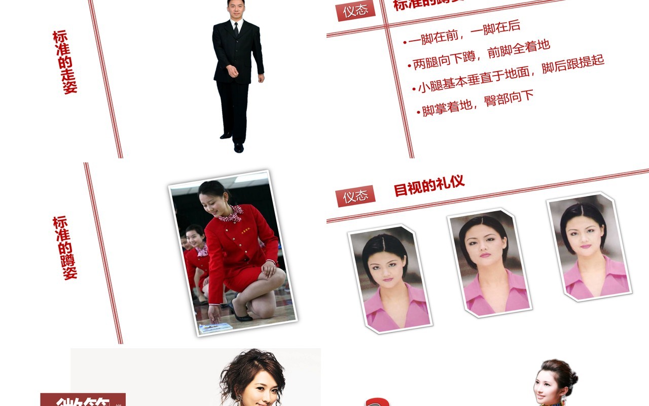 简约实用红色仪容仪表餐饮会面礼仪培训课件PPT模板
