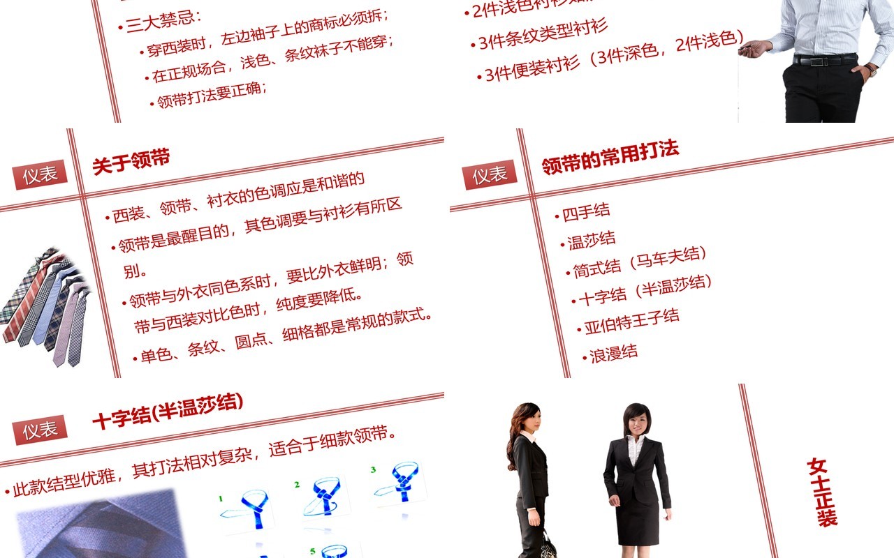 简约实用红色仪容仪表餐饮会面礼仪培训课件PPT模板
