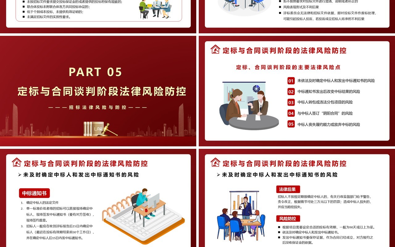 红色违反招标投标法规的法律责任知识科普学习培训PPT模版
