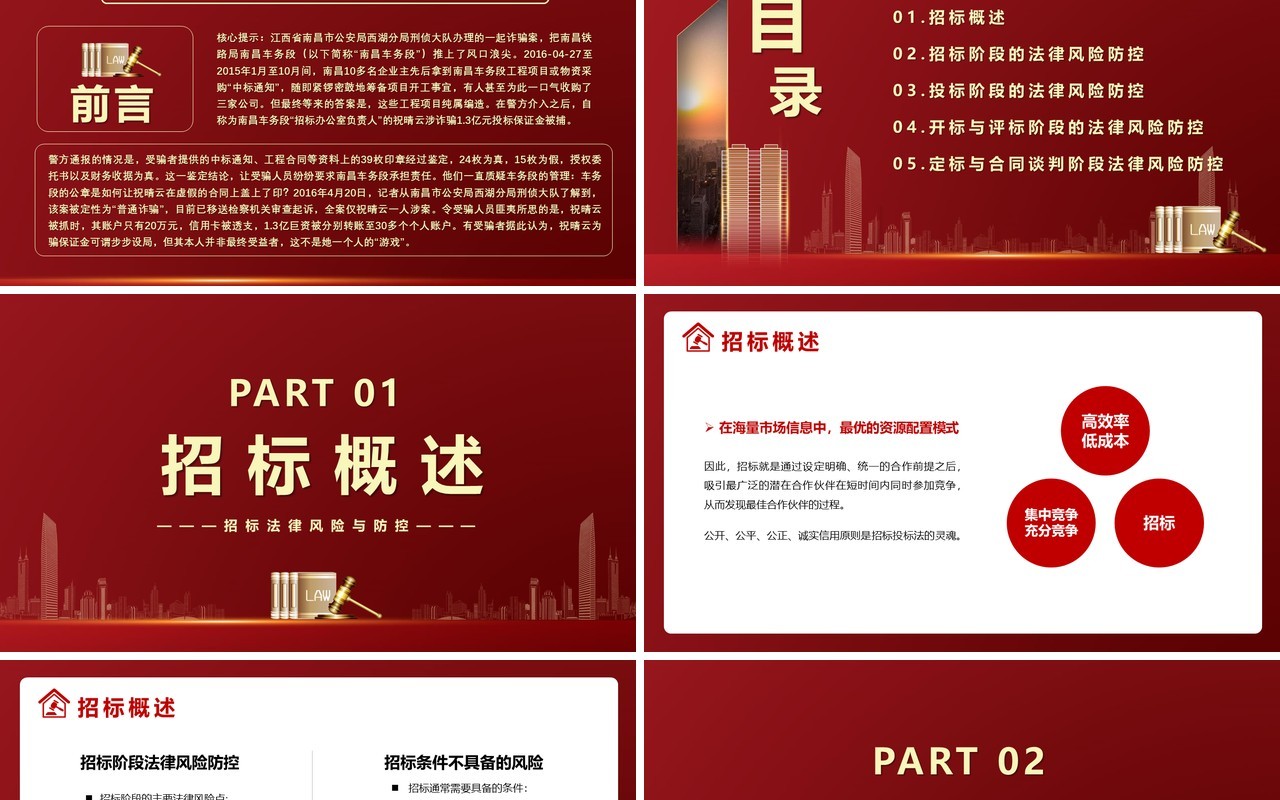 红色违反招标投标法规的法律责任知识科普学习培训PPT模版