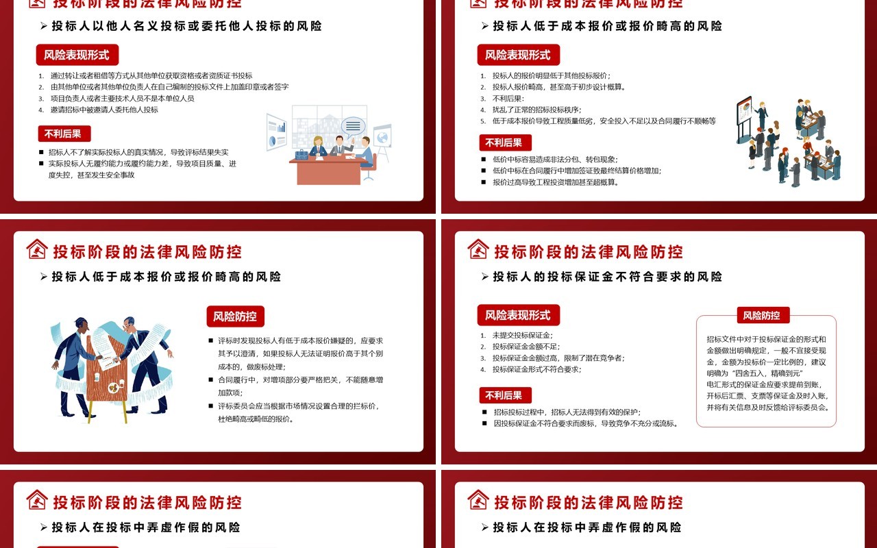 红色违反招标投标法规的法律责任知识科普学习培训PPT模版