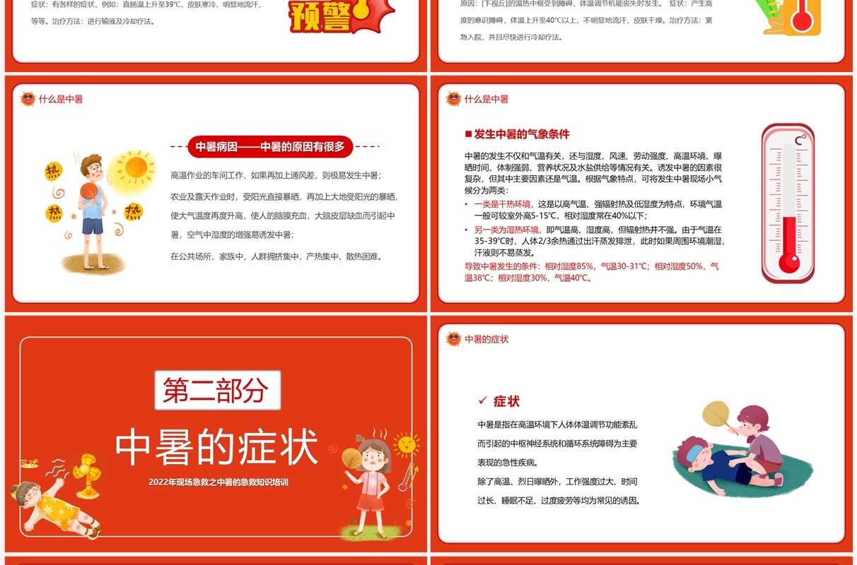 橙色卡通风高温预警汇报PPT模板
