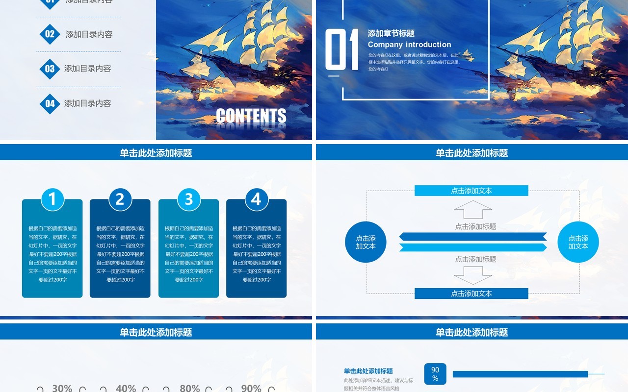蓝色年终总结报告PPT模板