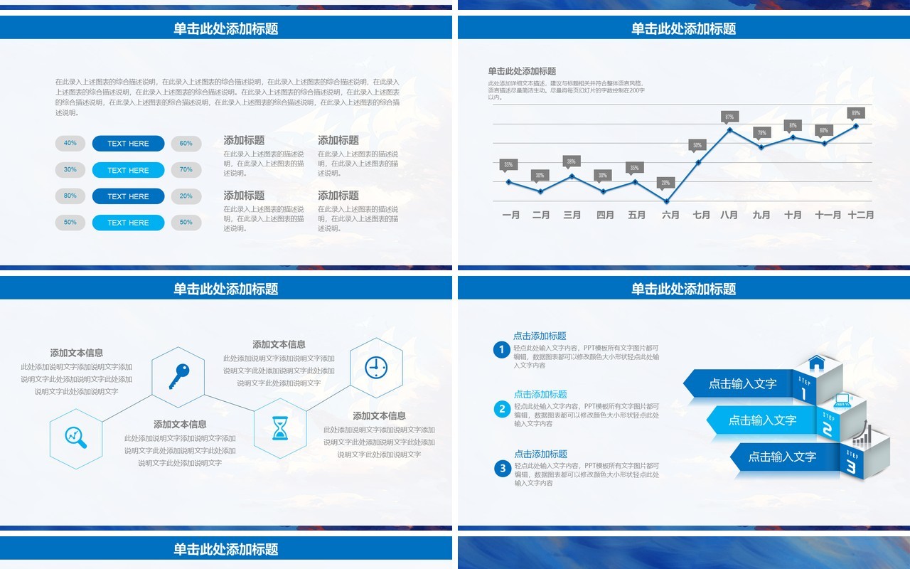 蓝色年终总结报告PPT模板