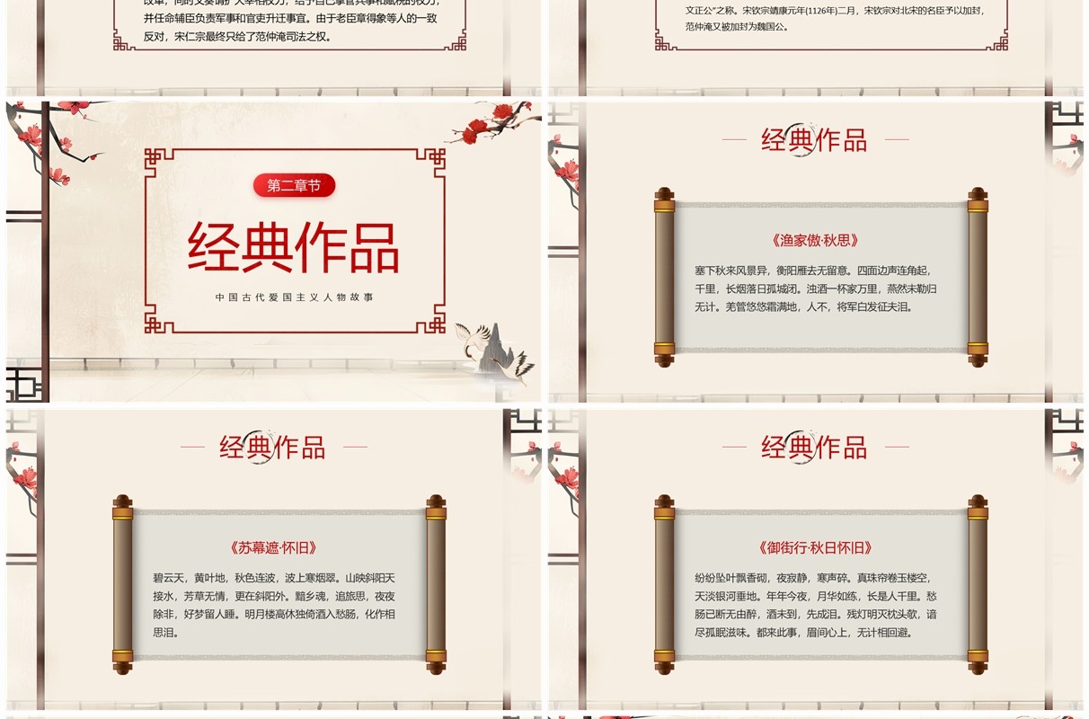 黄色中国风爱国人物范仲淹介绍PPT模板