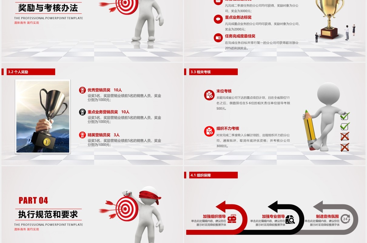 红色简约企业市场销售部门营销计划报告PPT模板