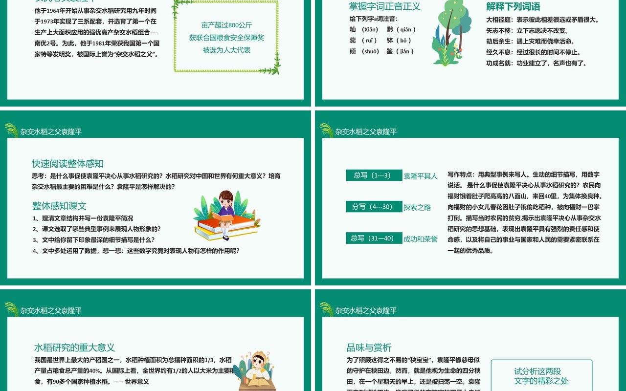 中国工程院院士杂交水稻之父袁隆平动态PPT模板