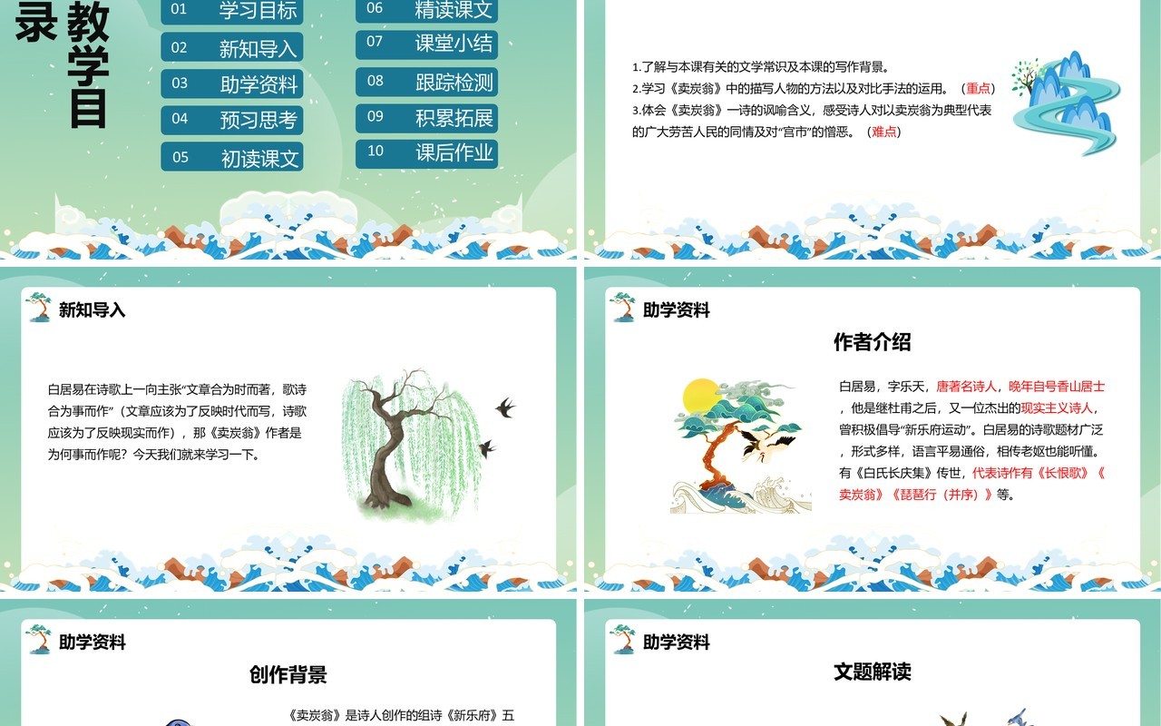 部编版八年级语文下册卖炭翁课件PPT模板