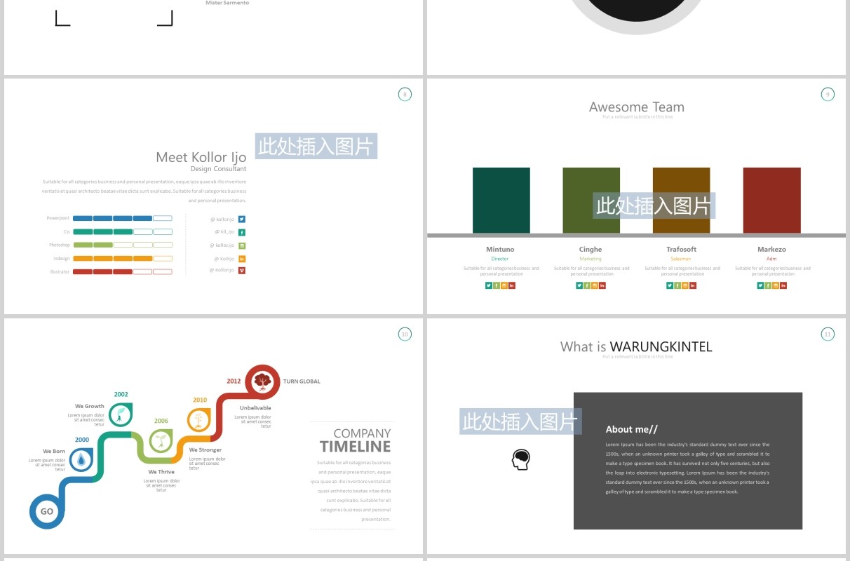 项目产品宣传介绍流程图时间轴PPT可插图排版模板素材Warung - Powerpoint Template