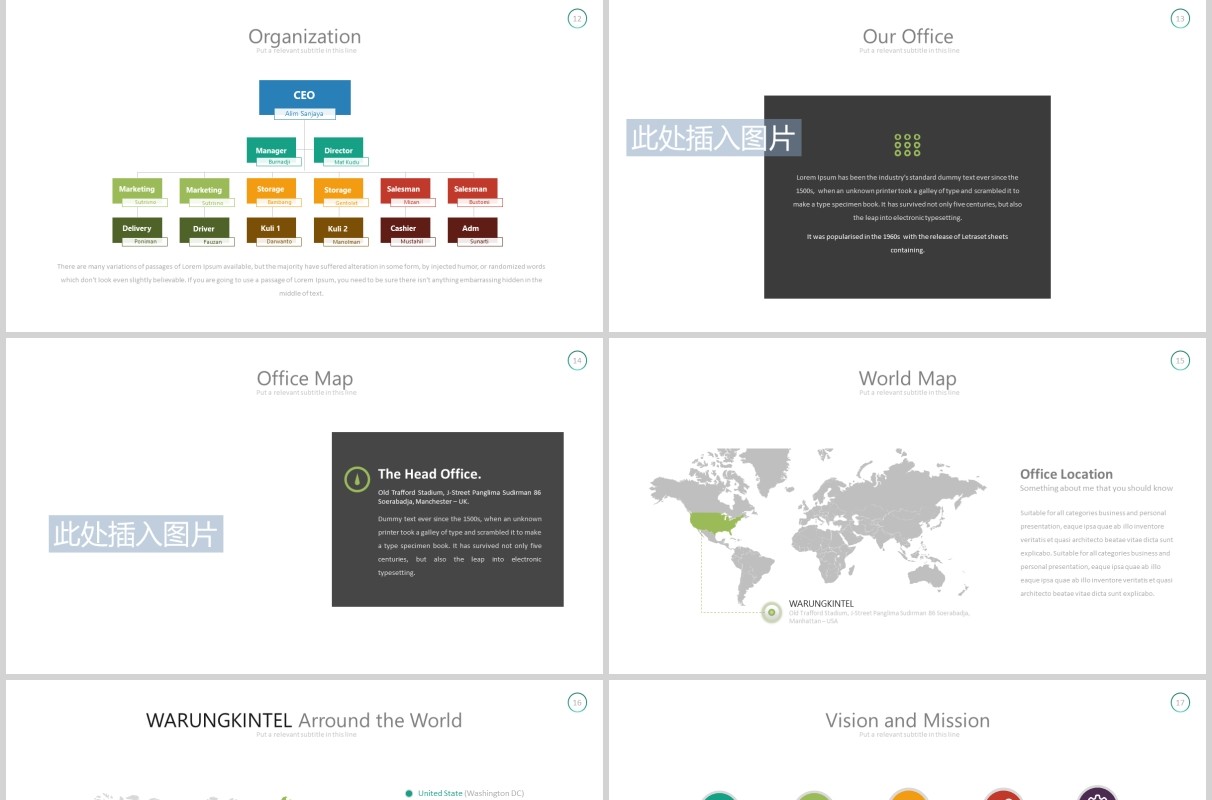 项目产品宣传介绍流程图时间轴PPT可插图排版模板素材Warung - Powerpoint Template