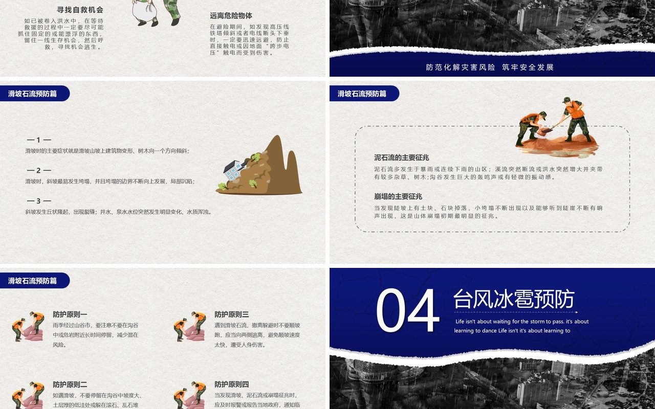 蓝色简约风防灾减灾安全防护教育PPT模板
