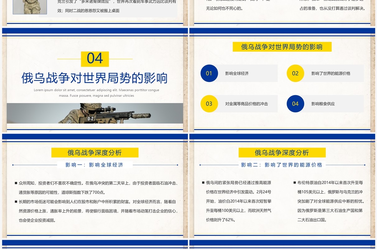 蓝黄简约风俄乌冲突专题学习解读PPT模板
