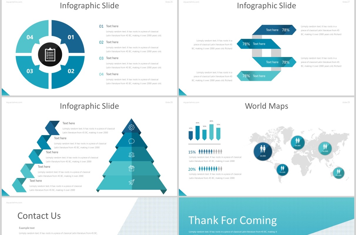 蓝色公司团队介绍个人简介通用PPT信息图表模板aquar powerpoint template